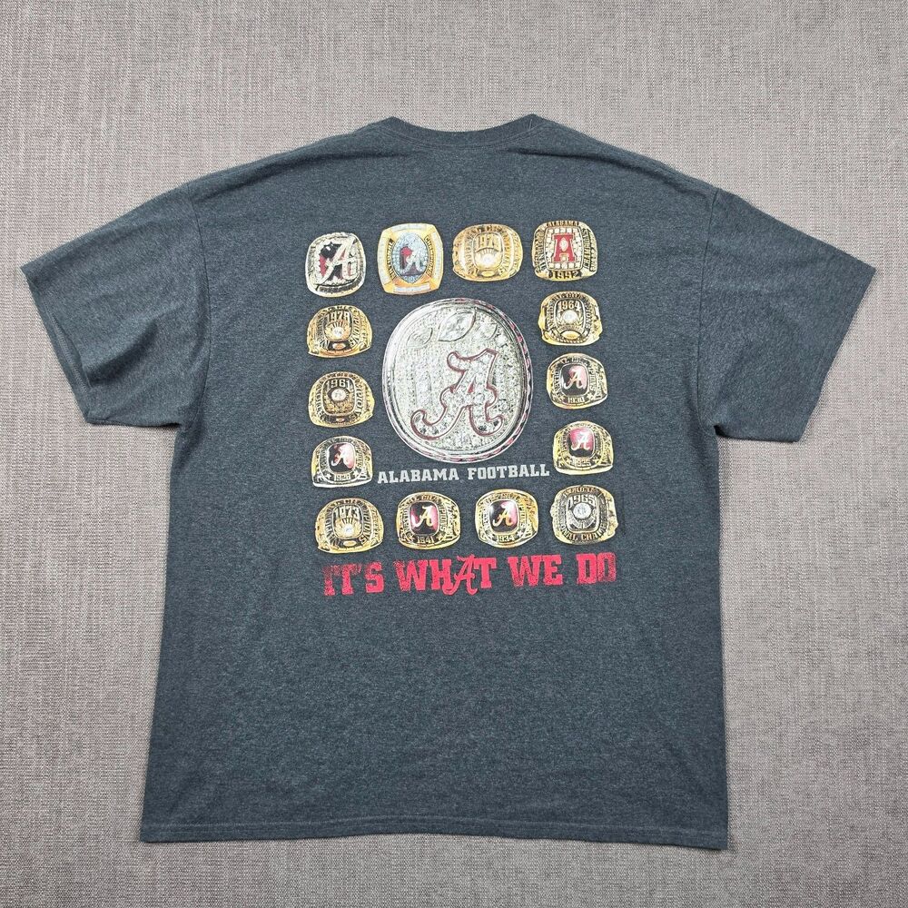 Alabama Crimson Tide Shirt Mens XL Grey Football National Championship Rings Tee